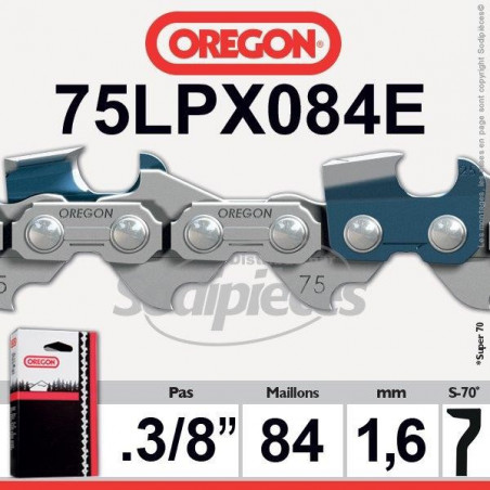 CHAINE OREGON 75LPX084E SUPER 70 - 3/8" 1,6mm - 84 maillons