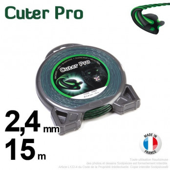 Fil  Cuter' Pro ®. débroussailleuse  Coque 2,4 mm x 15 m.