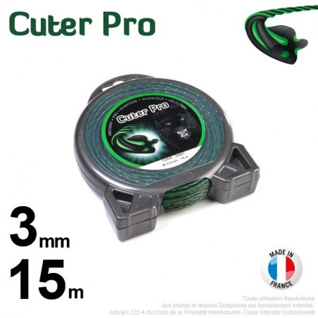 Fil Cuter' Pro ®. Débroussailleuses sous coque 3 mm x 15 m.