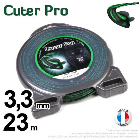 Fil Cuter' Pro ®. pour débroussailleuses sous coque 3,3 mm x 23 m.