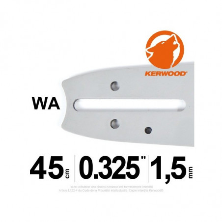 Guide tronçonneuse Kerwood 45 cm 0.325" 1,5 72 maillons