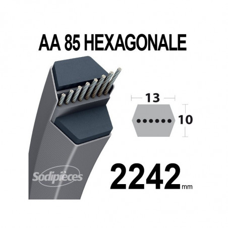 Courroie tondeuse  Héxagonale AA85 - 13 mm x 2242