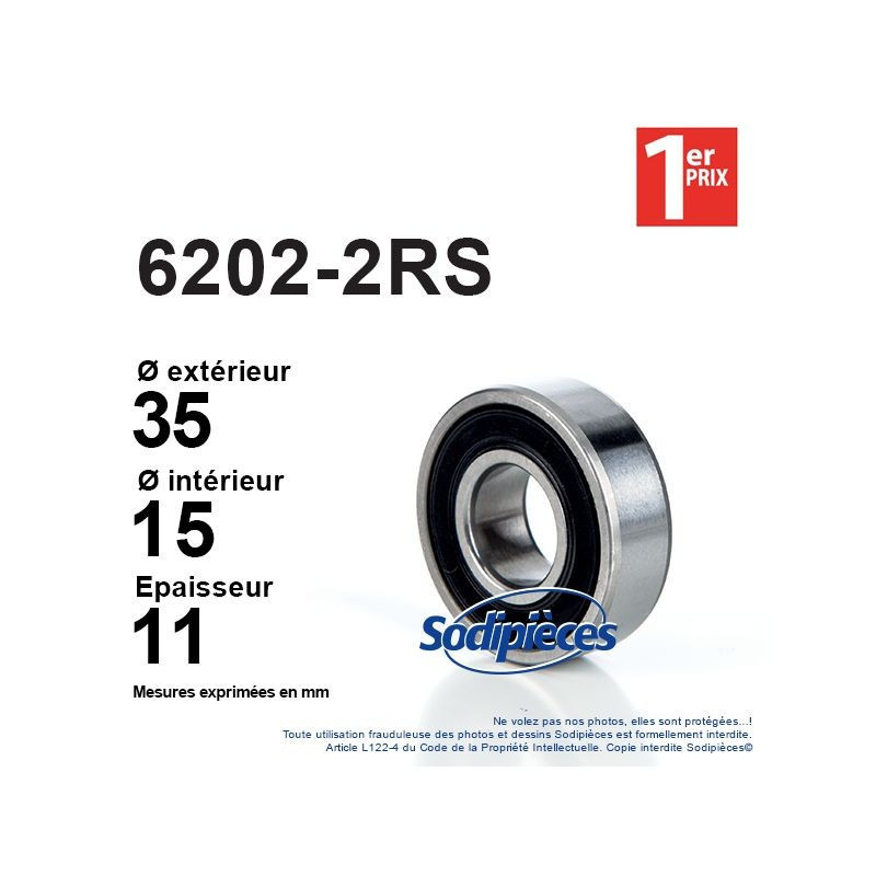 Roulement à billes SKF N° 6202 2RS1