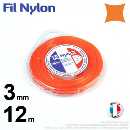 Fil nylon carré.3 mm x 12 m. 