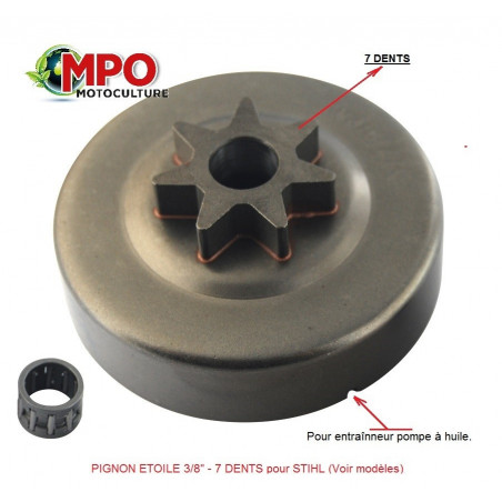 Pignon Stihl 029 039 MS290 MS390 3/8" 7 dents