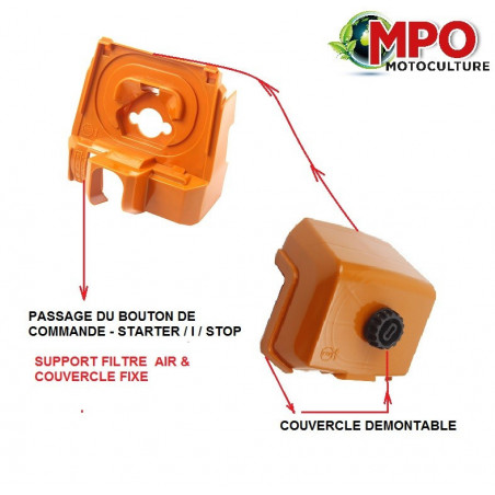 Support filtre à air + couvercle carter carburateur pour Stihl 044 MS440 MS 440