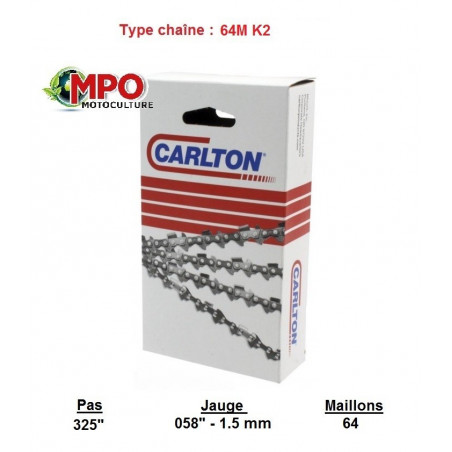 Chaîne tronçonneuse CARLTON 325"LP - 1.5 - 64 maillons