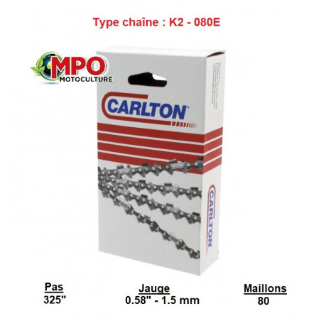 Chaîne tronçonneuse CARLTON 325" - 1.5 - 80 maillons