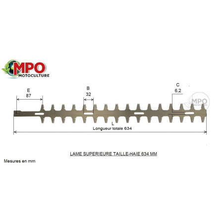 Lame supérieure tailles-haie longueur total 634 mm
