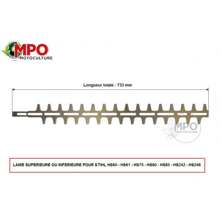 Lame supérieure taille-haie 784 mm
