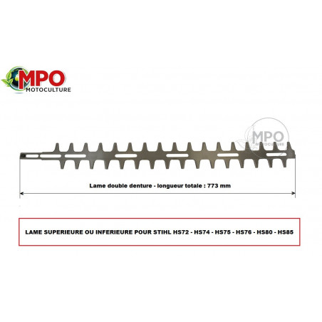Lame superieur ou inférieur pour taille haie Stihl HS72, HS74, HS75, HS76, HS80, HS85