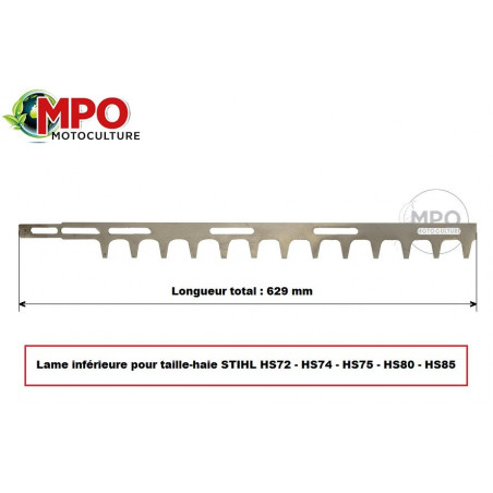 Lame inférieure pour Taille-haie Stihl HS72, HS74, HS75, HS76, HS80, HS85