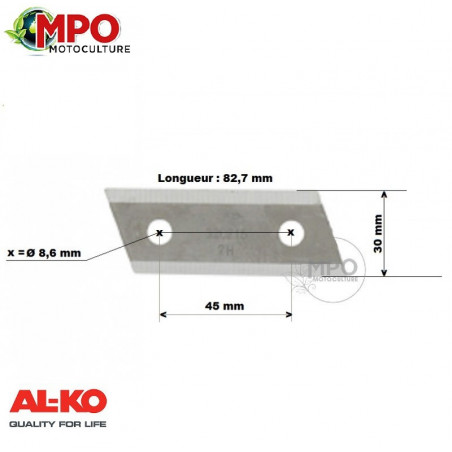 Couteau broyeur AL-KO HC1600,  TCS2200, BV2200, H2200TCS, TCS2500, DUOTEC, TCS3200 - ORIGINE 320715