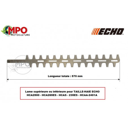 Lame supérieure ou inférieure pour taille-haie Echo HCA2500, HCA265ES, HCAS-235ES, HCAA-2401A