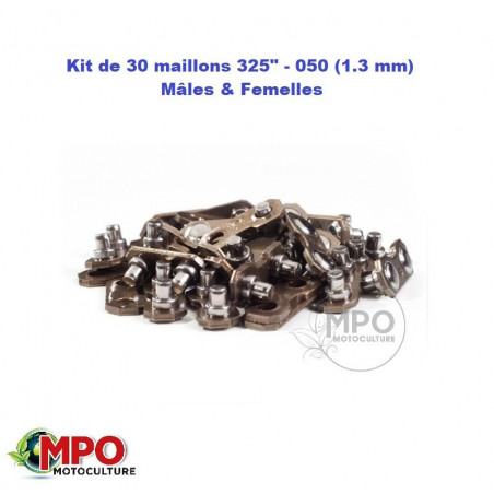 Kit de 30 maillons de chaîne pas 325" / Jauge 050" mâles et femelles Ozaki