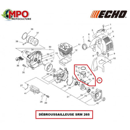 Piston complet origine Echo Ø 34 mm pour débroussailleuse SRM 265