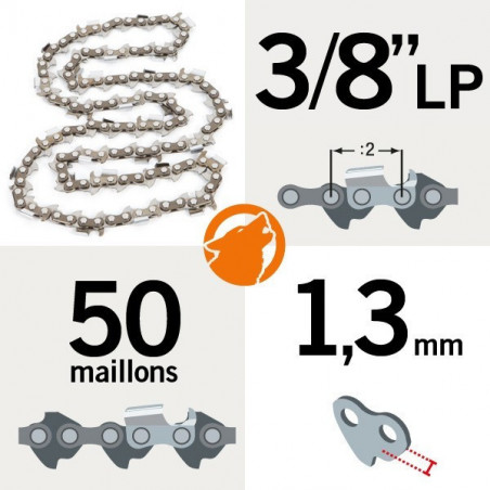 CHAINE TRONCONNEUSE 3/8" 1.3 mm 50E