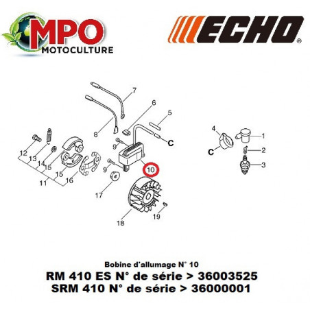 Bobine d'allumage ECHO pour RM 410ES