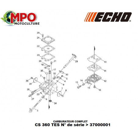 Carburateur complet ECHO CS 360 TES "ORIGINE"