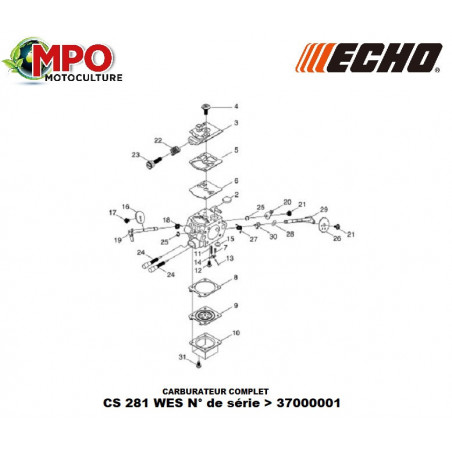 Carburateur complet ECHO CS 281WES "ORIGINE"