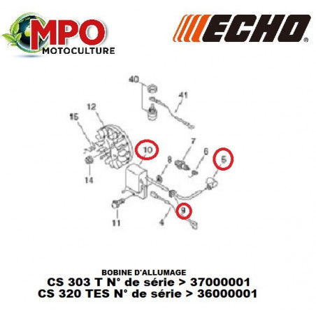 Bobine d'allumage ECHO pour CS 303T "ORIGINE"