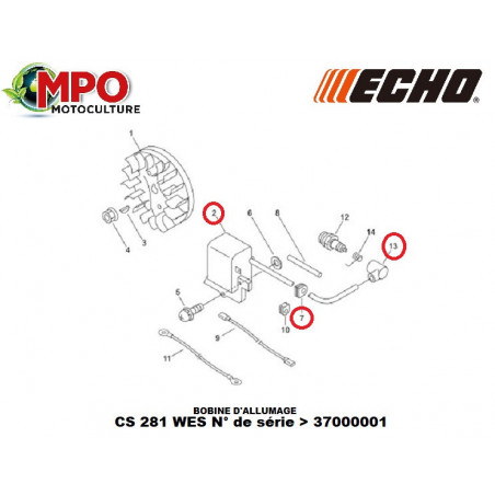 Bobine d'allumage ECHO pour CS 281WES "ORIGINE"