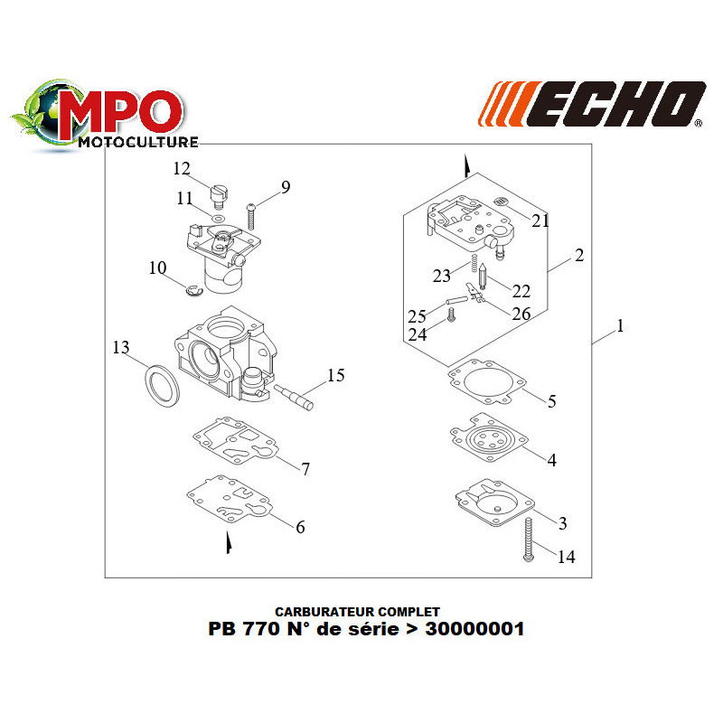 Carburateur complet ECHO PB 770 "ORIGINE"