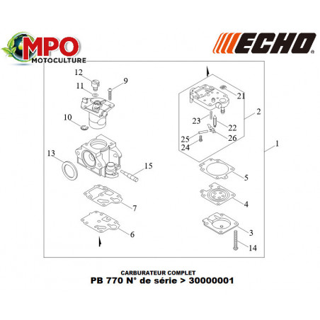 Carburateur complet ECHO PB 770 "ORIGINE"