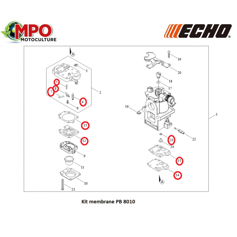 Kit membrane pour ECHO PB 8010 "ORIGINE" 67,75